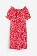 H&M Off-Shoulder-Kleid Rot/Gemustert, Alltagskleider in Größe S. Farbe...