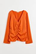 H&M Bluse mit Raffung Orange, Blusen in Größe XS