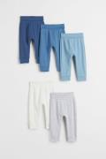 H&M 5er-Pack Baumwollhosen Blau/Grau/Weiß in Größe 44. Farbe: Blue/gre...