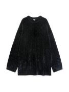 Arket Chenille-Pullover mit Zopfmuster Schwarz in Größe M. Farbe: Blac...