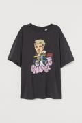 H&M Oversize-T-Shirt mit Druck Schwarz/Justin Bieber in Größe S. Farbe...