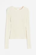 H&M Shirt in Rippstrick Cremefarben, Tops Größe XS. Farbe: Cream
