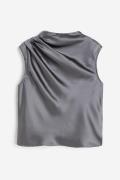 H&M Drapierte Satinbluse Grau, Blusen in Größe XL. Farbe: Grey
