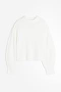 H&M Pullover mit Ballonärmeln Weiß in Größe L. Farbe: White