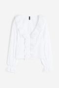 H&M Popelinebluse mit Volants Weiß, Blusen in Größe XS. Farbe: White
