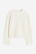 H&M Pullover mit Zopfmuster Naturweiß in Größe XL. Farbe: Natural whit...