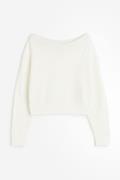 H&M Schulterfreier Pullover Naturweiß in Größe L. Farbe: Natural white