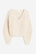 H&M Gerippter Pullover Cremefarben in Größe XL. Farbe: Cream