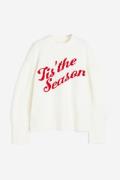 H&M Oversized Pullover in Jacquardstrick Cremefarben/Tis' the Season G...