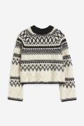H&M Pullover in Jacquardstrick Cremefarben/Schwarz Größe XS. Farbe: Cr...