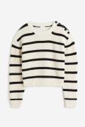 H&M Pullover aus Baumwollmix Cremefarben/Gestreift in Größe M. Farbe: ...