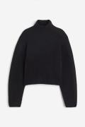 H&M Gerippter Pullover mit Turtleneck Schwarz in Größe M. Farbe: Black
