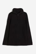 H&M Oversized Pullover mit kurzem Reißverschluss Schwarz in Größe XXS....