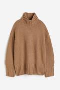 H&M Oversized Pullover mit Turtleneck Dunkelbeige in Größe XL. Farbe: ...