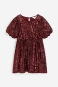 H&M Paillettenkleid Dunkelrot, Kleider in Größe 116. Farbe: Dark red