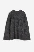 H&M Pullover mit Zopfmuster Dunkelgraumeliert in Größe M. Farbe: Dark ...