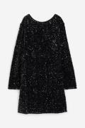 H&M Paillettenkleid mit tiefem Rückenausschnitt Schwarz, Party kleider...