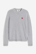 Double A By Wood Tay Badge Lambswool Jumper Grey Melange, Pullover in ...