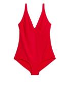 Arket Badeanzug mit V-Ausschnitt Rot, Badeanzüge in Größe 36. Farbe: R...