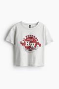 H&M T-Shirt mit Print Hellgraumeliert/Hot Wheels in Größe XS. Farbe: L...