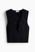 H&M Tanktop mit asymmetrischem Ausschnitt Schwarz, Tops in Größe L. Fa...