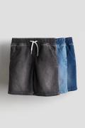 H&M 3er-Pack Pull-on-Jeansshorts Denimblau/Schwarz in Größe 152. Farbe...