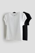 H&M 2er-Pack Shirts aus Baumwolljersey Weiß/Schwarz, T-Shirts & Tops i...