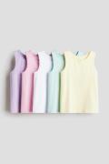 H&M 5er-Pack Tanktops mit Wellenkanten Hellgelb/Helllila, T-Shirts & T...