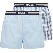 BOSS 2P EW Boxer Shorts Hellblau/kariert Polyester Small Herren