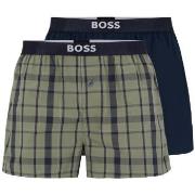 BOSS 2P Patterned Cotton Boxer Shorts EW Blau/Grün Baumwolle Medium He...