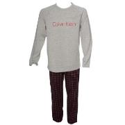 Calvin Klein Holiday PJ Woven LS Pant Set Grau/Rot Baumwolle Medium He...