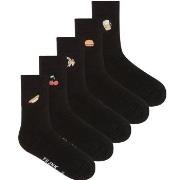 Frank Dandy 5P Embroidered Bamboo Socks Schwarz Lyocell Gr 36/40