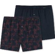 Schiesser 2P Fun Prints Boxer Shorts Marine/Rot Baumwolle Medium Herre...