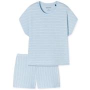 Schiesser Just Stripes Short Pyjamas Hellblau Baumwolle 38 Damen