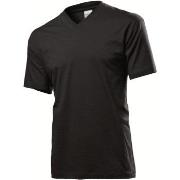 Stedman Classic V-Neck Men T-shirt Schwarz Baumwolle Small Herren