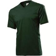 Stedman Classic V-Neck Men T-shirt Grün Baumwolle Small Herren