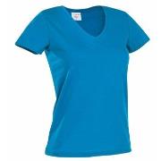 Stedman Classic V-Neck Women T-shirt Blau Baumwolle Small Damen