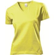 Stedman Classic V-Neck Women T-shirt Gelb Baumwolle Small Damen