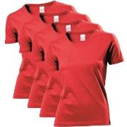 Stedman 4P Classic Women T-shirt Rot Baumwolle Small Damen