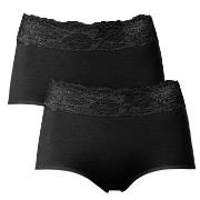 Trofe Lace Trimmed Maxi Briefs 2P Schwarz Baumwolle Small Damen