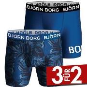 Björn Borg 2P Performance Boxer 1727 Schwarz/Blau Polyester Small Herr...
