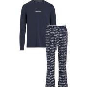 Calvin Klein Modern Structure Sleep Pant Set Marine gemustert Small Da...