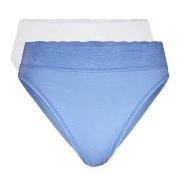 Calida 2P Lycraspitze Panty Blau/Weiß Baumwolle Medium Damen