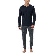 Schiesser Casual Essentials Long Sleeve Pyjamas Dunkelblau Baumwolle 5...