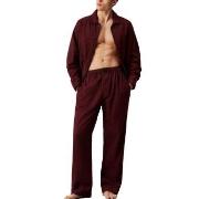 Calvin Klein Flannel Sleep Button Pant Set Male Weinrot Baumwolle Smal...