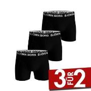 Björn Borg 3P Cotton Stretch Boxer 1721 Schwarz Baumwolle Small Herren