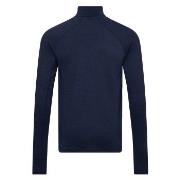 Dovre Wool Zip Single Jersey Marine Wolle Small Herren