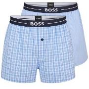 BOSS 2P Woven Boxer Shorts With Fly Blau Baumwolle Small Herren