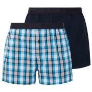 BOSS 2P Woven Boxer Shorts With Fly Blau/Weiß Baumwolle Large Herren