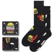 Happy socks 2P Blast Off Burger Socks Gift Set Schwarz gemustert Gr 41...